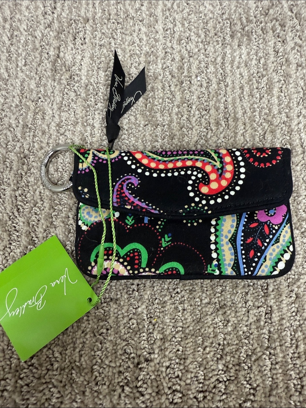 Vera Bradley Black Paisley Multicolor Wristlet Keychain